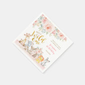 Roze gouden Oerwoud Safari Animals Wild One Birthd Servet (Hoek)