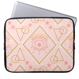 Roze gouden ogen: geometrisch naadloos ontwerp laptop sleeve