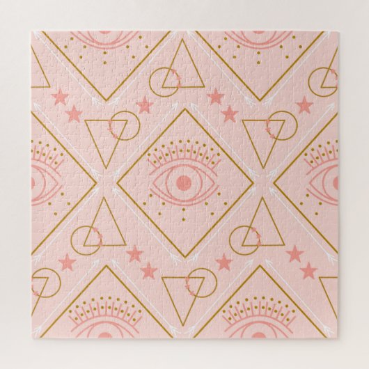 Roze gouden ogen: geometrisch naadloos ontwerp legpuzzel (Verticaal)