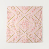 Roze gouden ogen: geometrisch naadloos ontwerp wandkleed (Voorkant (horizontaal))