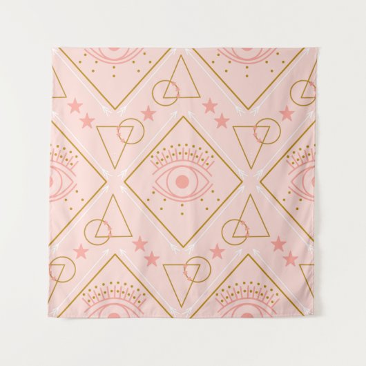 Roze gouden ogen: geometrisch naadloos ontwerp wandkleed (Voorkant)