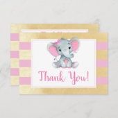 Roze Gouden Olifant Dank u Kaart Douche Verjaardag (Voorkant / Achterkant)