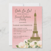 Roze gouden olifantentoren White Floral Sweet 16 Kaart (Voorkant)