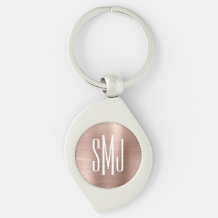Roze Gouden Ombre Folie Drieletterige Monogram Sleutelhanger