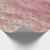 Roze Gouden Ombre Glitter Harten Cadeaupapier (Hoek)