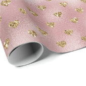 Roze Gouden Ombre Glitter Harten Cadeaupapier (Rol Hoek)