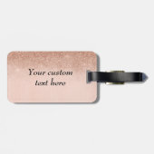 Roze Gouden Ombre Glitter Monogram Bagage Bagagelabel (Achterkant horizontaal)