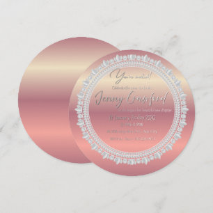 Roze Gouden Ombre Ronde Trouwfeest Uitnodiging E