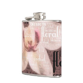Roze Gouden Orchidee Bloem Collage Heupfles (Links)