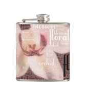 Roze Gouden Orchidee Bloem Collage Heupfles (Voorkant)