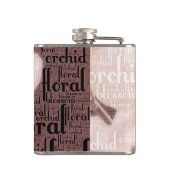 Roze Gouden Orchidee Bloem Collage Heupfles (Achterkant)