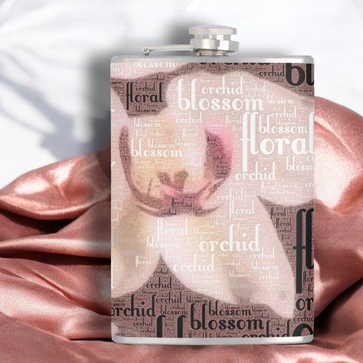 Roze Gouden Orchidee Bloem Collage Heupfles