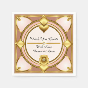 💖 Roze Gouden Ornament Huwelijksfeest Thema 🖤 Servet