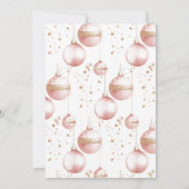 Roze Gouden Ornamenten Elegant Kerstfeest Kaart (Achterkant)