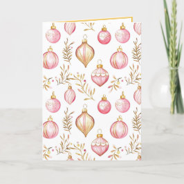 Roze Gouden Ornamenten Kerst Vakantie Kaart