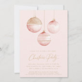 Roze gouden Ornamenten minimalistisch kerstfeest Kaart (Voorkant)