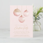 Roze gouden Ornamenten minimalistisch kerstfeest Kaart (Staand voorkant)