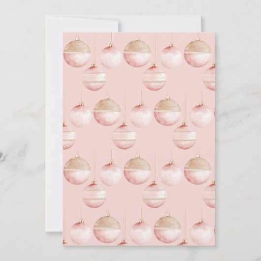 Roze gouden Ornamenten minimalistisch kerstfeest Kaart (Achterkant)