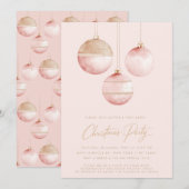 Roze gouden Ornamenten minimalistisch kerstfeest Kaart (Voorkant / Achterkant)