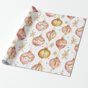 Roze Gouden Ornamenten Vintage Christmas Cadeaupapier