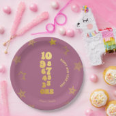 Roze gouden oudejaarsfeest papieren bordje (Feest)