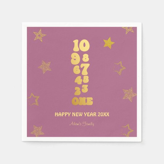 Roze gouden oudejaarsfeest servet (Voorkant)