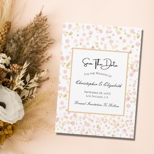Roze Gouden Overlay QR Code Huwelijk Save The Date