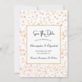 Roze Gouden Overlay QR Code Huwelijk Save The Date (Voorkant)