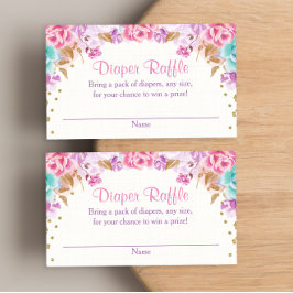 Roze gouden paarse blauwgroen bloemenluierverlotin informatiekaartje