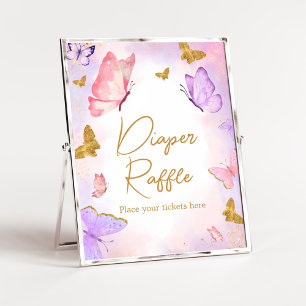 Roze Gouden Paarse Vlinder Luier Raffle Poster