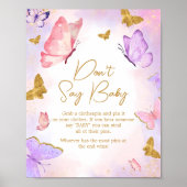 Roze gouden Paarse vlinder zeg geen Baby Poster (Voorkant)
