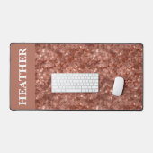 Roze Gouden Paillette Glitter Monogram Naam Bureaumat (Keyboard & Muis)