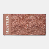 Roze Gouden Paillette Glitter Monogram Naam Bureaumat (Voorkant)