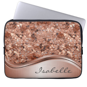 Roze Gouden Pailletten 3D uitstraling Persoonlijk  Laptop Sleeve