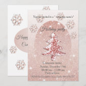 Roze gouden pailletten zakelijk kerstfeest kaart (Voorkant / Achterkant)