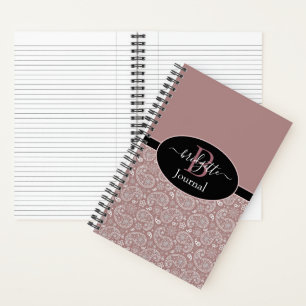 Roze gouden paisley en zwarte journal notitieboek