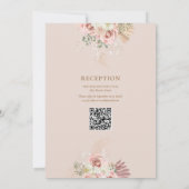 Roze Gouden Pampas Grass Meisje Doop QR Code Kaart (Achterkant)