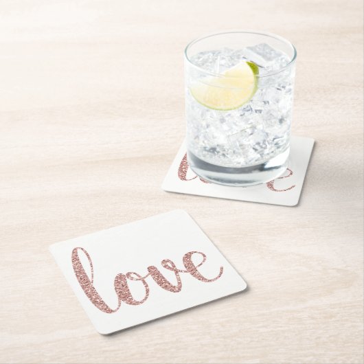 Roze gouden papieren onderzetters, liefde, glinste kartonnen onderzetters (Insitu)