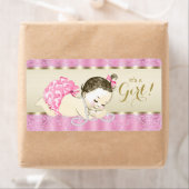 Roze Gouden Parel Baby shower Waterflesetiketten Etiket (Insitu)