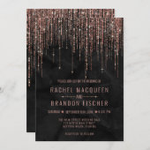 Roze Gouden Parel Marmer Glitters Franje Trouw Uit Kaart (Voorkant / Achterkant)