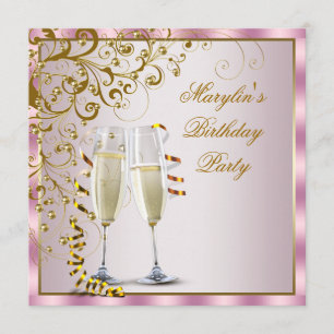 Roze Gouden Parels Roze Goud Vrouwen Verjaardagsfe Kaart