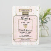 Roze & Gouden Paris Parfum Bruiloft Kaart (Staand voorkant)