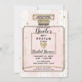 Roze & Gouden Paris Parfum Bruiloft Kaart (Voorkant)