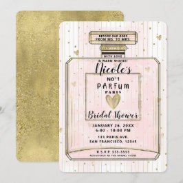 Roze & Gouden Paris Parfum Bruiloft Kaart