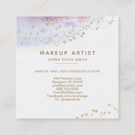 *~* Roze gouden pastel glitter lippen schoonheid m Vierkante Visitekaartje (Achterkant)