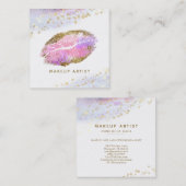 *~* Roze gouden pastel glitter lippen schoonheid m Vierkante Visitekaartje (Voorkant / Achterkant)
