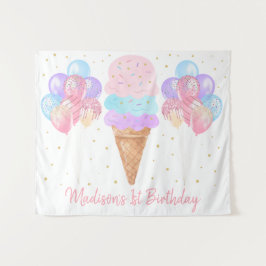 Roze Gouden Pastel Verjaardagsachtergrond met Ijs Wandkleed