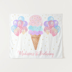 Roze Gouden Pastel Verjaardagsachtergrond voor Ijs Wandkleed