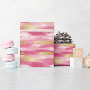 Roze gouden penseelstreek stijl inpakpapier Roll
