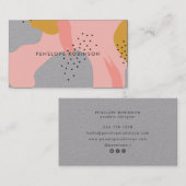 Roze gouden penseelstreken abstracte patroonkraft visitekaartje (Voorkant / Achterkant)